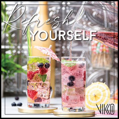Vikko Water Glasses, Set of 4 Drinking Glasses, Thick and Durable Tumbler, 10 Ounce Tall Kitchen Glasses, Dishwasher Safe Highball Glass Tumbler, Heavy Duty Cups