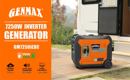 GENMAX Portable Generator, 7250W Super Quiet Dual Fuel Portable Engine with Parallel Capability, Remote/Electric Start, Ideal for Home backup power.EPA &CARB Compliant (GM7250iEDC)