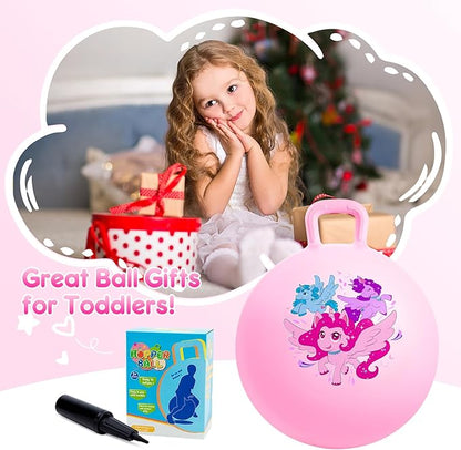 PlayZap Hopper Balls for Kids 3-8 18 Inches Bouncy Ball with Handle Inflatable Bouncing Hopper Jumping Hopping Toys Hippity Hop Girls Boys Gifts Pink