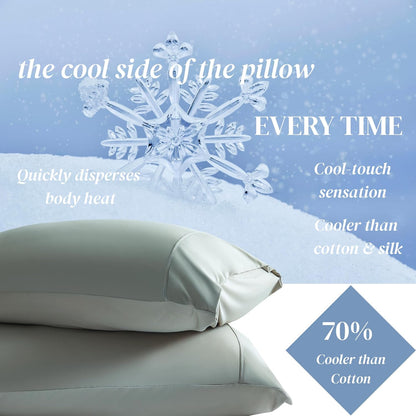 Beckham Hotel Collection Cooling Pillowcases - King Size Set of 2 | Silky Soft, Breathable & Moisture-Wicking in Aqua Gray