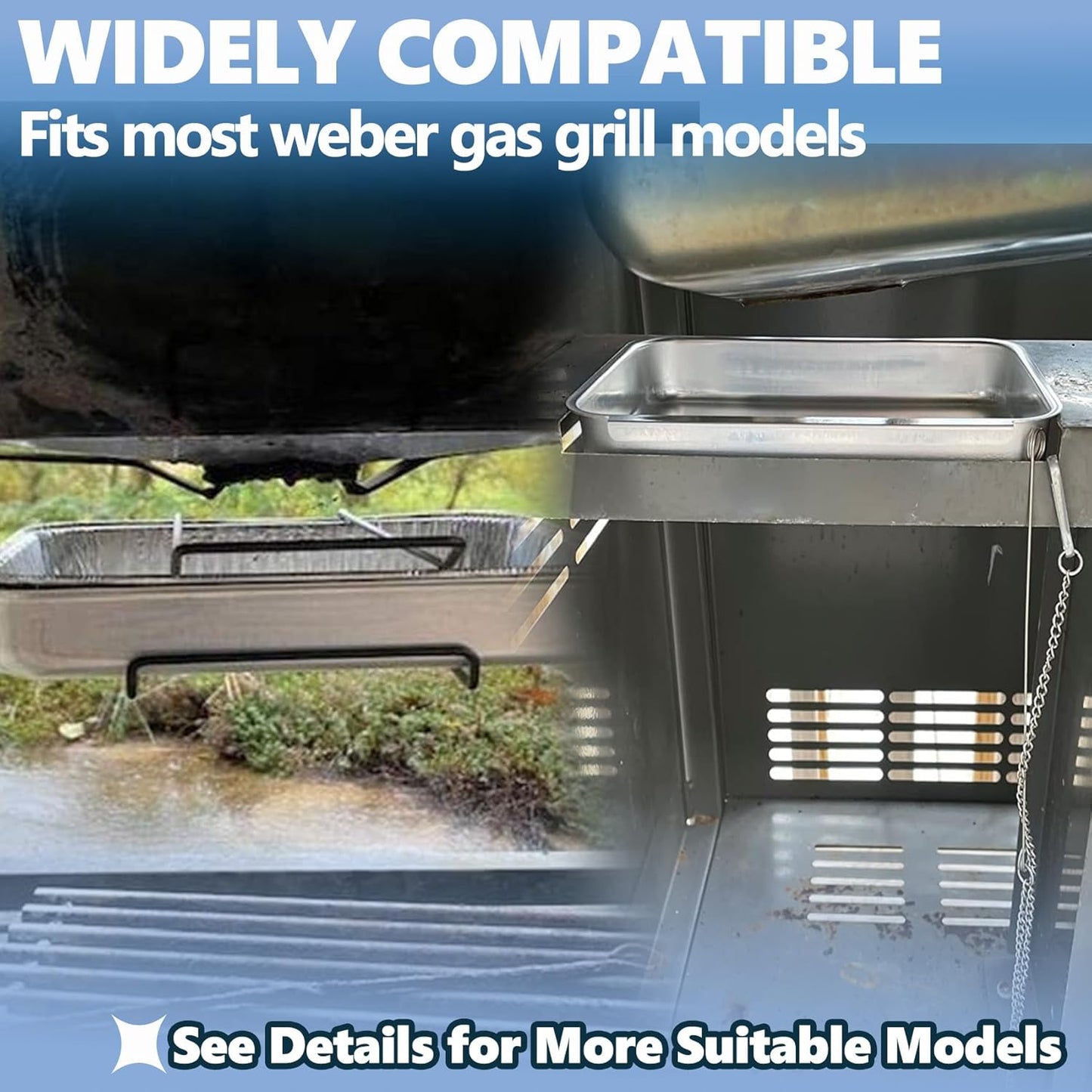 SafBbcue Grease Catch Pan - Replacement Tray for Weber Spirit & Genesis II Grills | Includes Disposable Liners