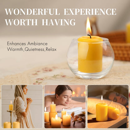 GINITIRI Natural Beeswax Votive Candles,11-12 Hours Unscented Votive Candles Bulk,6 Pack Beeswax Candle for Prayers,100% Pure Bees Wax Candles for Spa Relax