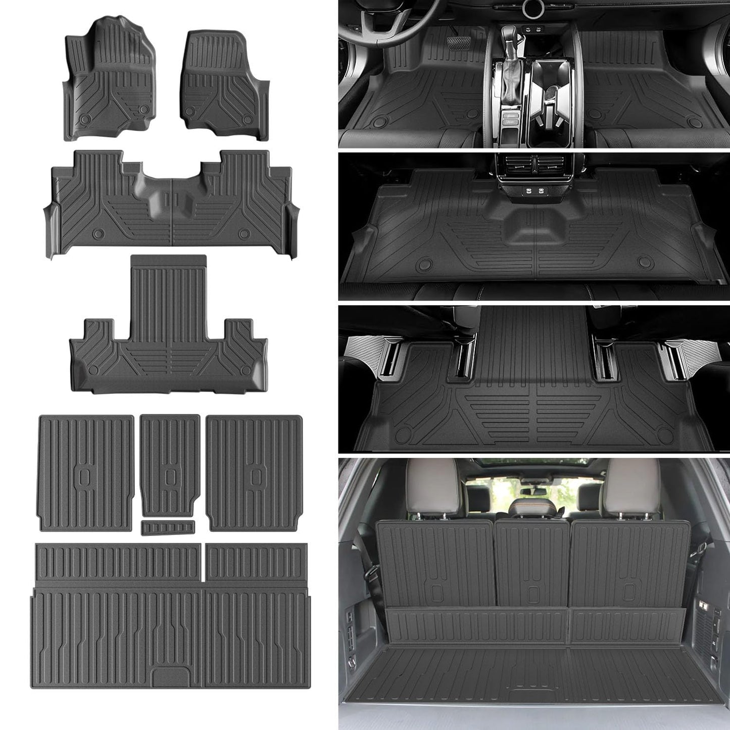xipoqix 7 Seats Floor Mats Cargo Mat Backrest Mat Compatible with 2025 2026 Ford Expedition Replacement for 2025 2026 Ford Expedition Accessories (Trunk Mat+Backrest Mats+Floor Mats)