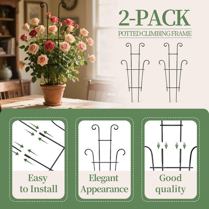2 Pack 23.6 Inch Small Trellis for Potted Plants - Rustproof Garden Trellis for Potted Indoor Houseplants, Plant Support for Ivy, Pothos, Monstera, Hoya, Flower Vines (23inch/2 Pack)