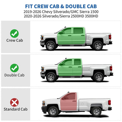 oEdRo Upgraded Under Seat Storage Box Fit with 2019-2026 Chevy Silverado/GMC Sierra 1500, 2020-2026 Silverado/Sierra 2500HD 3500HD Double Cab & Crew Cab, 2-in-1 Underseat Storage Black Tool Box