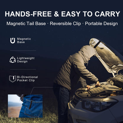 PowerTac Quad 2000 Lumen Flashlight, 4-in-1 Flat Design | USB-C Rechargeable, Multi-Light EDC Light