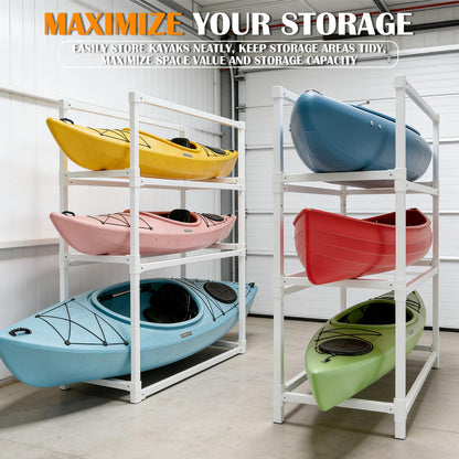 NULTRUMA Kayak Storage Rack, Heavy Duty Adjustable Weatherproof PVC Stand, Suitable for Indoor, Outdoor, and Dock, Capable of Supporting Kayaks, Paddleboards, Surfboards, and Canoes