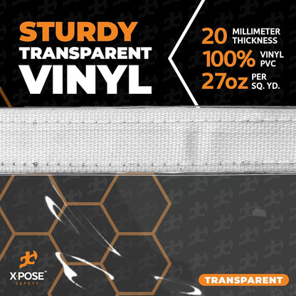 10' x 15' Clear Vinyl Tarp - Super Heavy Duty 20 Mil Transparent Waterproof PVC Tarpaulin with Brass Grommets - for Patio Enclosure, Camping, Outdoor Tent Cover, Porch Canopy - by Xpose Safety