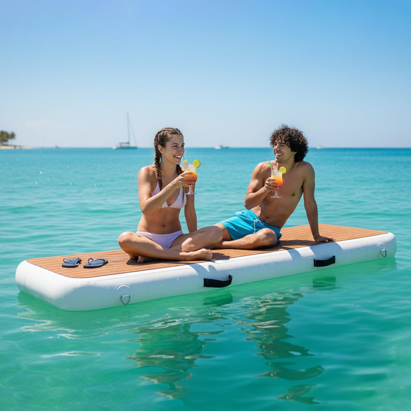 LOSKIA Inflatable Gangway for Yachts & Boats, Extra Width and Durable Dock Gangway with Non-Slip Surface, Portable and Space-Saving Floating Platform Connecting the Yachts and the Docks
