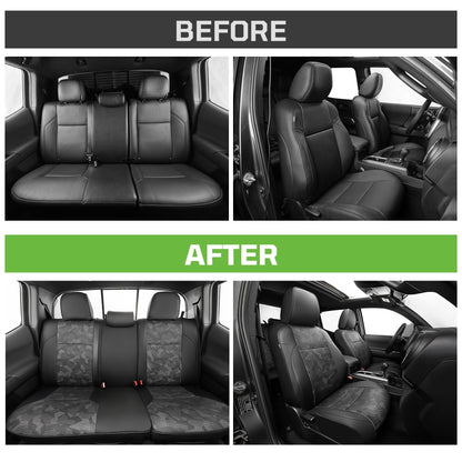 Car Seat Covers Fit for Toyota Tacoma 2016-2023,Full Coverage Faux Leather Car Seat Covers Full Set,Custom Waterproof Breathable Car Seat Protector Front Seat and Back Seat Covers for Cars(Black)