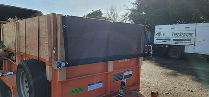 Mytee Products Dump Truck & Trailer Tarp Kit with 8' x 14' PVC Double Pocket Mesh Tarp - Manual Hand Crank Cab Level Dump Truck Tarp System to Prevent Load Spillage