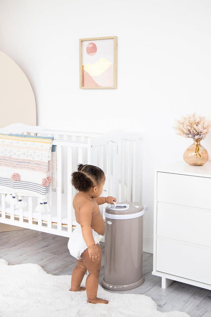 Ubbi Stainless Steel Diaper Pail - Odor Locking Design, No Special Bags Required | Taupe Color