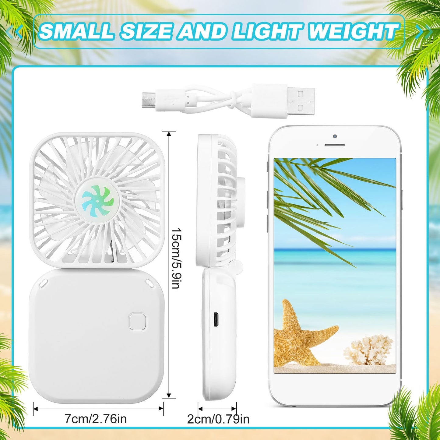 Hortsun 36 Pack Mini Necklace Fans Bulk USB Rechargeable Handheld Folding Fan with 3 Speeds, Quiet Personal Cooling Fans Bulk Gifts for Women, Eyelash, Teachers, Wedding Favors, Travel, Outdoor