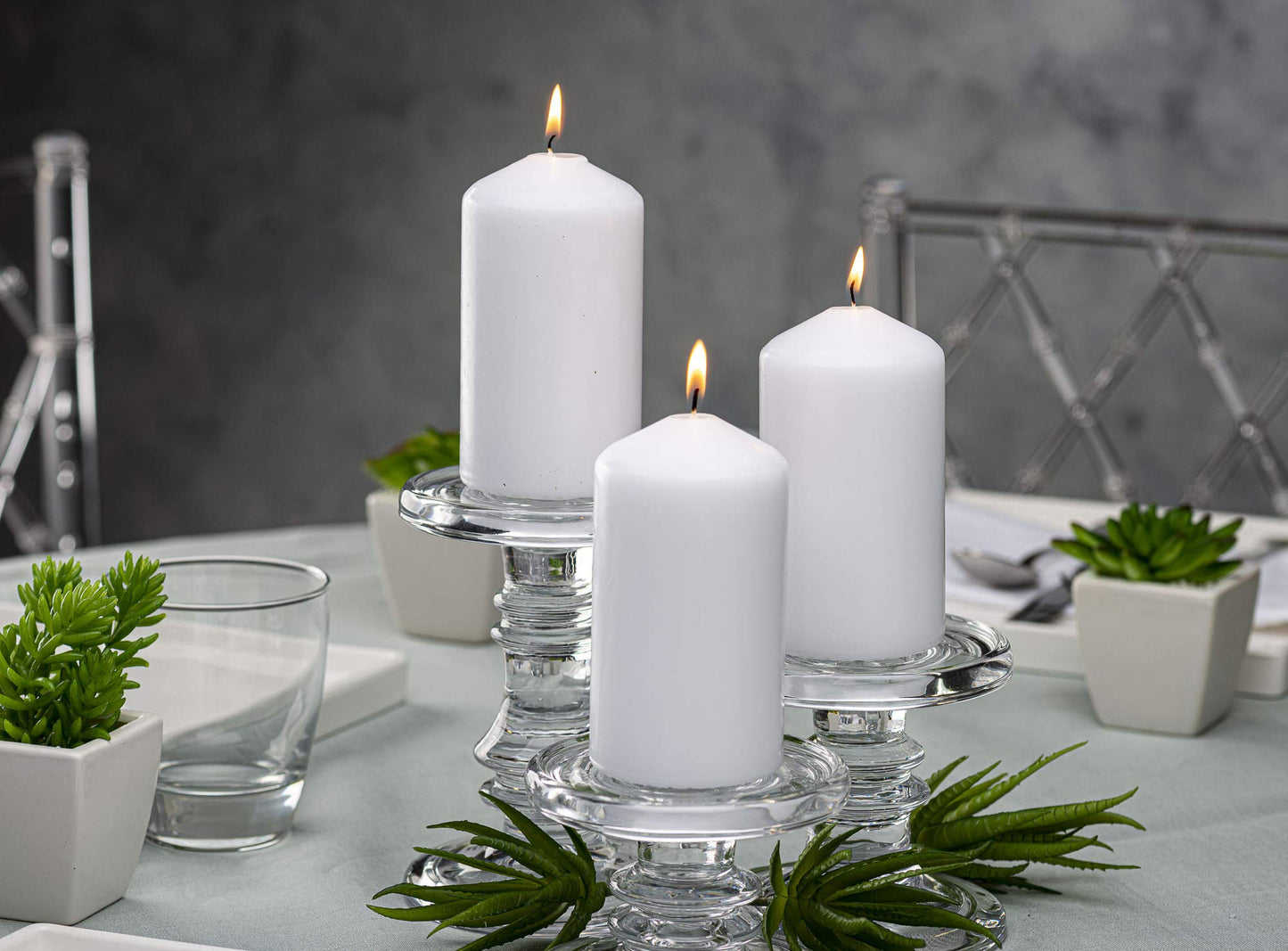 BOLSIUS 12 White Pillar Candles - 2.7 x 5 Inches Unscented Candle Set - 43 Hours - Dripless Clean Burning Smokeless Dinner Candle - Perfect for Wedding Candles, Parties and Special Occasions