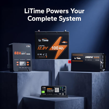 Litime 500A Bluetooth Battery Shunt, Compatible with 8V–120V Lead Acid, LFP, Lithium, AGM Batteries, SOC, Alarm Alerts, History Records, App Monitoring, Ideal for RV/Marine/Off-Grid