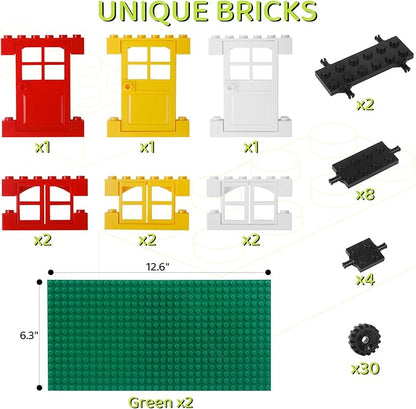 1100 Pieces Building Bricks Compatible with Lego Classic Building Blocks Bulk with Baseplates Doors Windows and Wheels STEM Creative Construction Toys for 6 7 8 9 10 11 12 Year Old