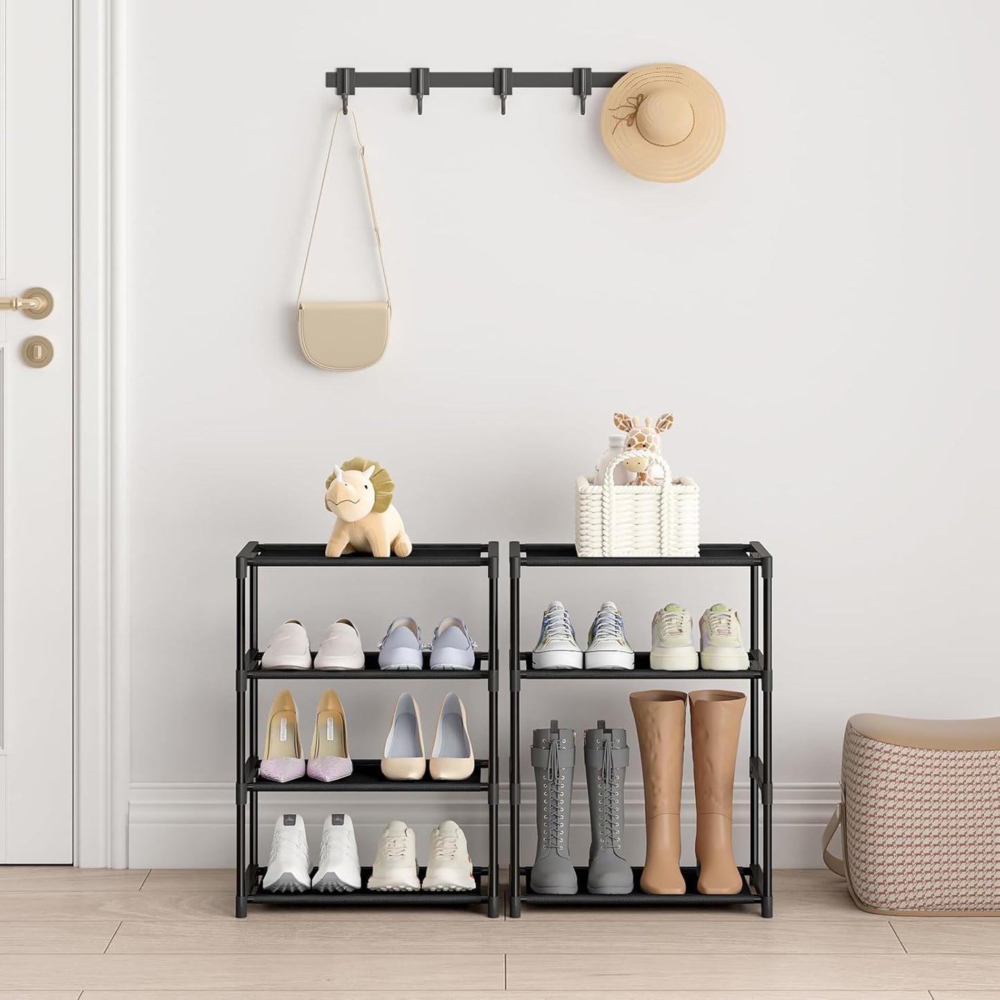 Autonomier 4-Tier Extra Small Shoe Rack - Narrow Stackable Organizer for Kids & Adults | 16.3" Wide