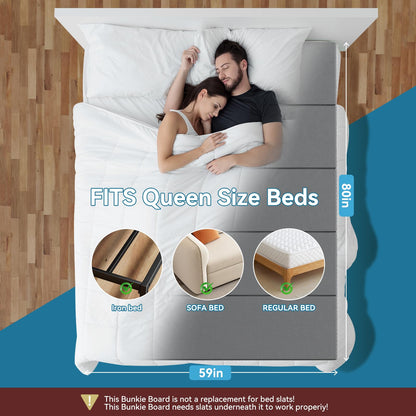 JASMINELOVER Bunkie Board Queen Size,Bed Boards for Under Mattress - Heavy Duty Reinforced Wood Support Board with Anti-Sag Design, Fits Metal Frames/Platform Beds/Sleeper Sofas