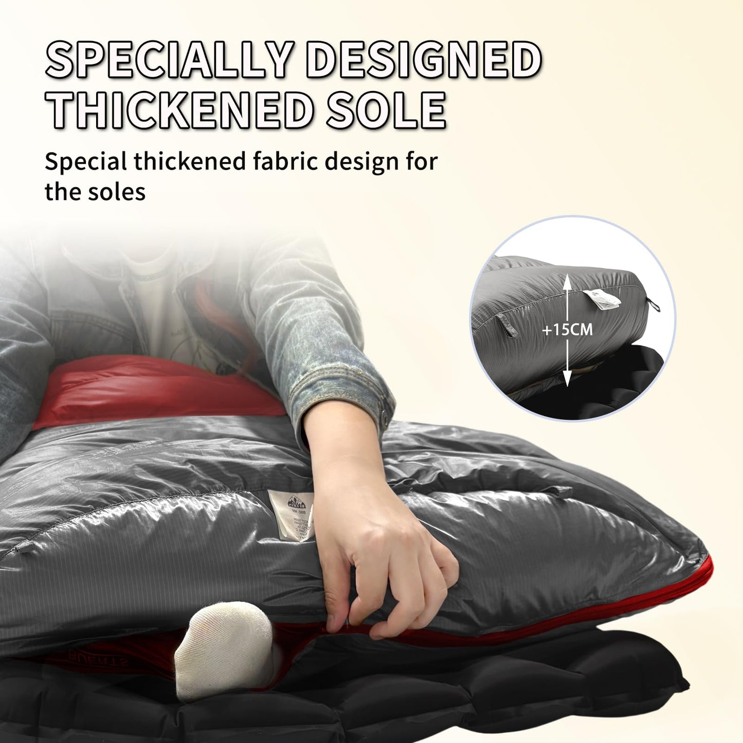 BUERTS Down Sleeping Bags for Adults, Premium 680FP Down Fill Backpacking Sleeping Bag for Cold Weather for Camping, Hiking and Traveling, Comes with Compression Sack (Gray 14°F)