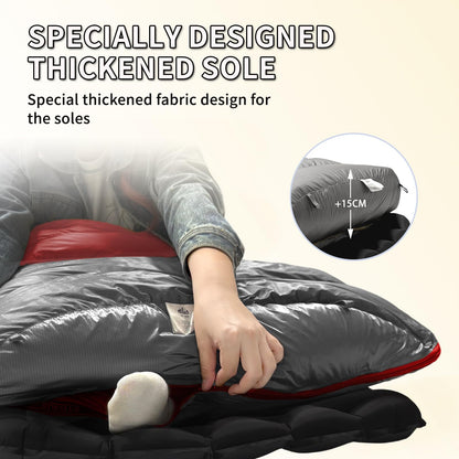 BUERTS Down Sleeping Bags for Adults, Premium 680FP Down Fill Backpacking Sleeping Bag for Cold Weather for Camping, Hiking and Traveling, Comes with Compression Sack (Gray 14°F)