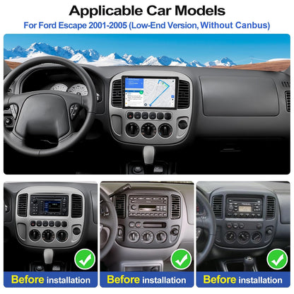 2+64G Car Stereo Radio for Ford Escape/Mazda Tribute 2001-2005 with Wireless CarPlay Android Auto, 9" Touch Screen Android 13 Car Radio with GPS Navigation Bluetooth WiFi Mirror Link Backup Camera