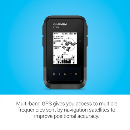 Garmin eTrex® Solar, GPS Handheld Navigator, Unlimited Battery Life, Water Resistant