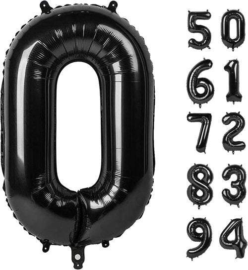 Black Number Balloons by [Brand Name] - 40 Inch, Perfect for Birthday Celebrations | Ideal for Ages 10-80