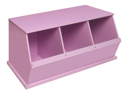 Badger Basket Stackable 3-Bin Storage Cubby - Modular Toy and Craft Organizer with Wide Mouth Bins, Expandable Design, Solid Panel Construction - Compatible with Other Units - Lilac