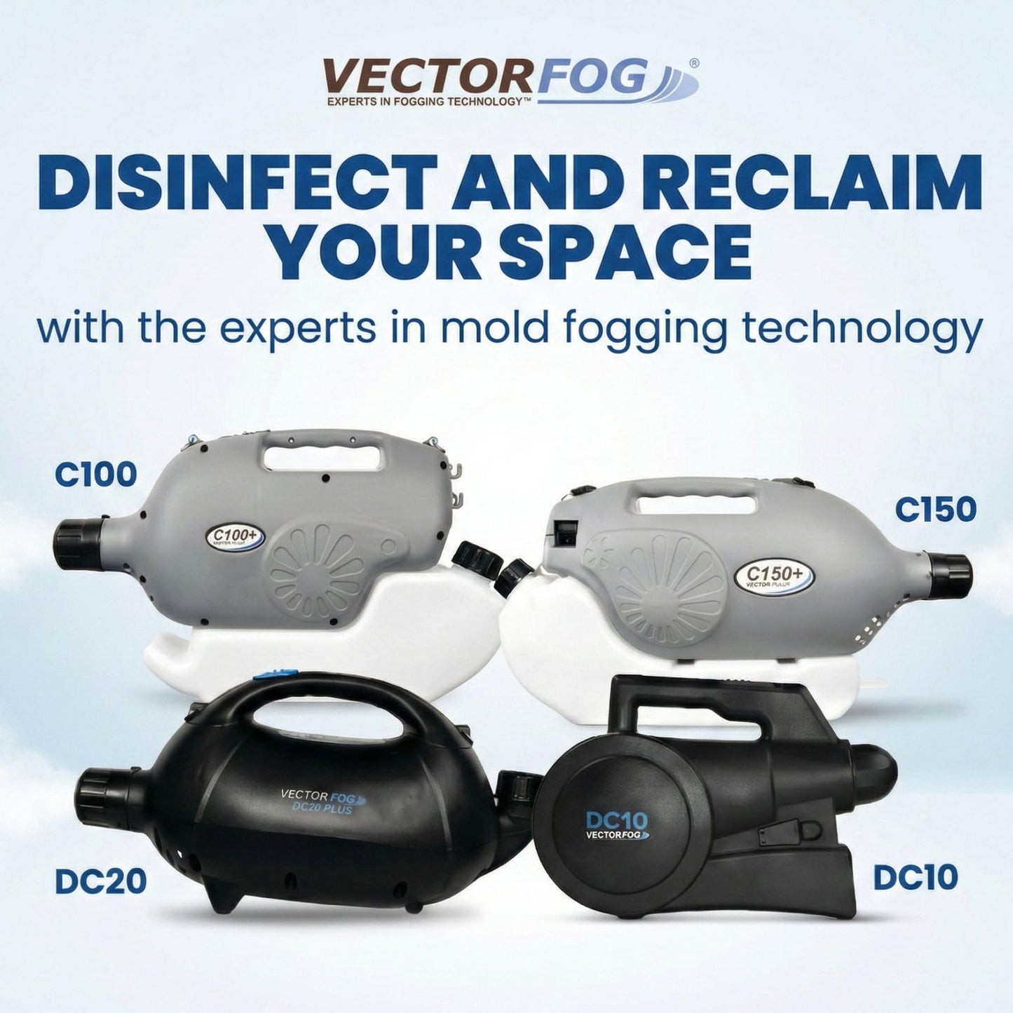 Vectorfog C100 Plus ULV Fogger 1 Gallon + 10 FogPro Shield Reusable Respirator Masks Pink