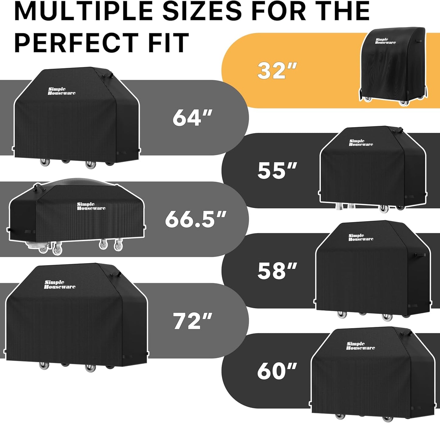 Simple Houseware 32-Inch Heavy-Duty BBQ Gas Grill Cover - Waterproof & Weather-Resistant 600D Polyester