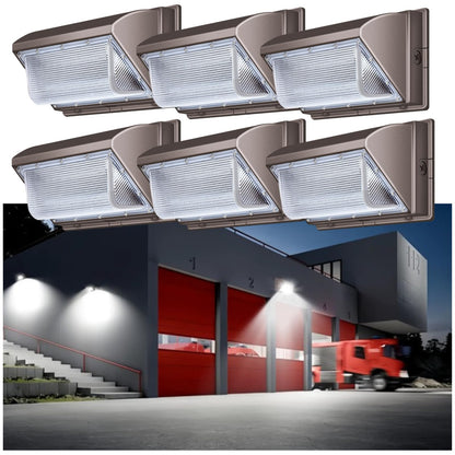 Tomourd 6 Pack 120W LED Wall Pack Light 15000LM 110V-277V, 5000K IP65 Waterproof Outdoor Wall Mount Fixture, Commercial Exterior Security Flood Lighting for Warehouse Garage Building