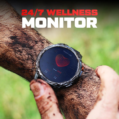 ALPHAGEAR Alpha Smartwatch for Men, Big Face Tactical Smart Watch, Large AMOLED Display, 720mAh 21-Day Battery, Built-in Flashlight, Bluetooth Calling, IP68 Water Resistant, for Android iPhone