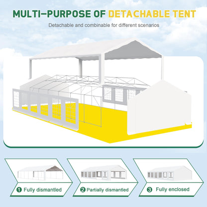 Greesum 20X40 Outdoor Canopy Tent, Patio Camping Heavy Duty Gazebo Shelter for Party Wedding BBQ Events with Side Removable Walls, Waterproof Shelter, White