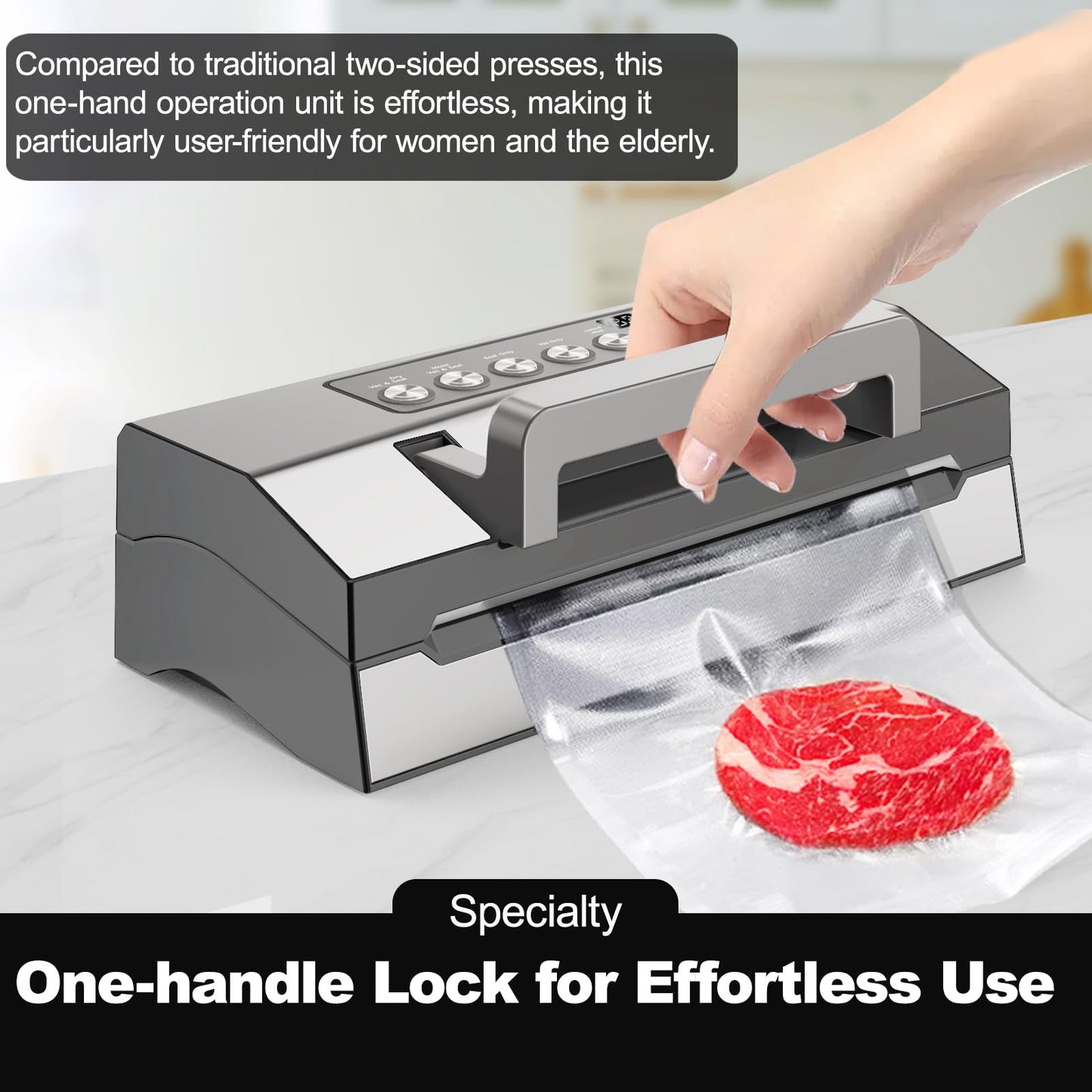 Upgraded Precision Fast-Vacuum Sealer, LIWUNON Commercial Full Automatic Food Vacuum Sealer Machine, Double Heat Seal, Built-in Cutter&Bag Storage, Powerful Food Vacuum Saver, 2 Bag Rolls&hose