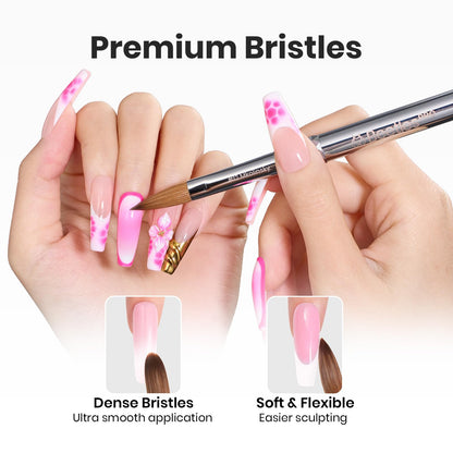Beetles Nail Art Brushes 8pcs – Crystal Nail Art Tools 5pcs Double-headed Nails Dotting Tool, 3pcs Striping Liner Brushes for Nails with Pearls Bowknot Stickers, DIY Home Salon Manicure Design Tools