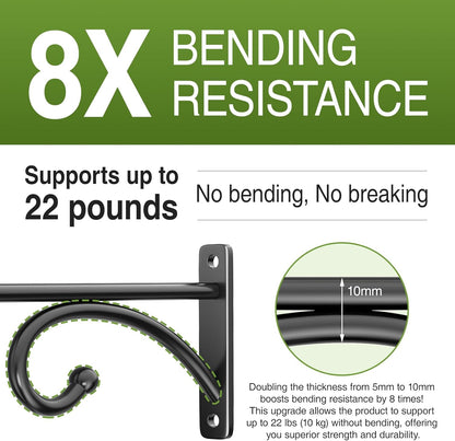 Skiennix 8-Inch Planter Hooks - Durable Metal Plant Hanger for Indoor/Outdoor Use | Black, 2-Pack