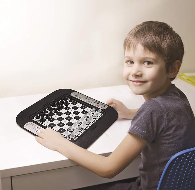 Lexibook Chessman® FX Electronic Chess Game with Tactile Keyboard and Light and Sound Effects 32 Pieces 64 Levels of Difficulty Family Board Game Black/Grey CG1335