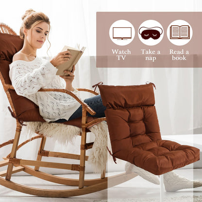 Suzile 6 Pack Outdoor High Back Chair Cushions Bulk, Waterproof Rocking Chair Cushion, Indoor Seat and Back Thickened Patio Pad for Indoor and Outdoor(Dark Brown)
