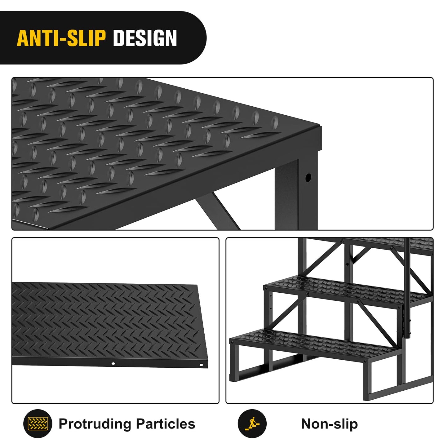 Nilight RV Steps with Handrail, 4 Steps Hot Tub Steps Outdoor RV Stairs Step Portable Mobile Motor Home Stairs for Camper Travel Trailers Dock Entry Steps 5th Wheel RV Porch with Anti-Slip Handrail