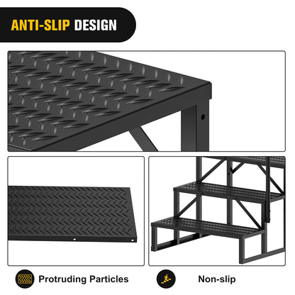 Nilight RV Steps with Handrail, 4 Steps Hot Tub Steps Outdoor RV Stairs Step Portable Mobile Motor Home Stairs for Camper Travel Trailers Dock Entry Steps 5th Wheel RV Porch with Anti-Slip Handrail