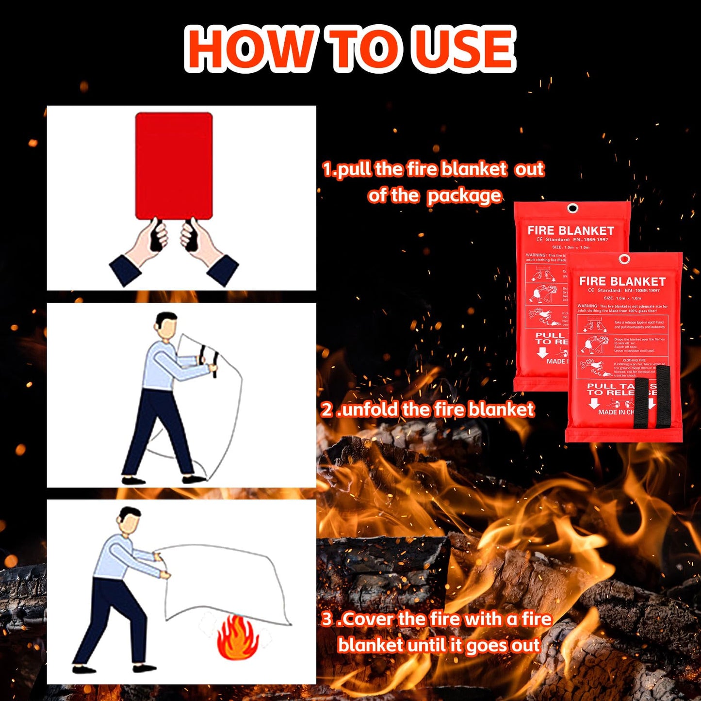 Macarrie 30 Pack Fire Blankets 39” x 39” Fire Blanket Emergency for Home and Kitchen Extinguisher Blankets Fiberglass Suppression Blanket Safety Fireproof Survival for Car Office Warehouse (Red)