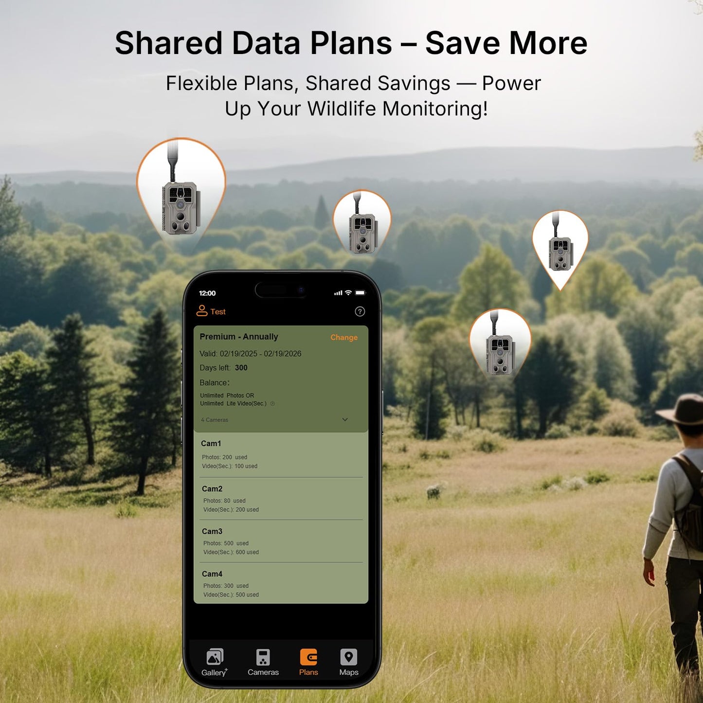 GardePro X66 Pro 2-Pack Cellular Trail Cameras (Non-WiFi), Rechargeable Battery, 64GB SD Cards Included, Live View, Shared Data Plan, Motion Activiated