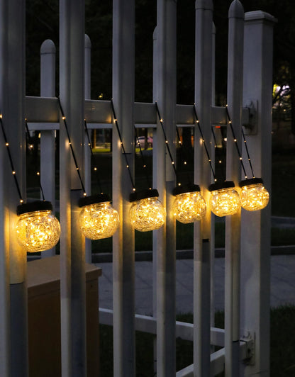 PARTPHONER Solar Lights Outdoor Waterproof 24-Pack, Solar Powered Hanging Lantern Cracked Glass Hanging Globes for Yard Decor Christmas Decoration, Shepherd Hook, Garden Tree Table Ornaments, Warm