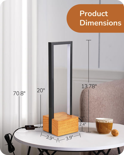 EDISHINE LED Table Lamp, Dimmable Nightstand Lamp, 3 Color Temperatures, Rosewood Base, Model HLTL12Q