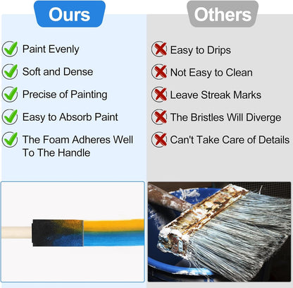 Skiennix Foam Paint Brushes - 1” Wood Handle Sponge Brushes for Staining & DIY Crafts | 40 Pcs Set