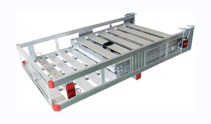 MaxxHaul 70275 Aluminum Hitch Mount Wheelchair/Mobility Carrier – 53.5" x 29.75" Cargo Basket with Folding 60" Ramp – Fits 2" Class III/IV Receiver – 500 lb Capacity for Trucks, SUVs, Vans, and RVs
