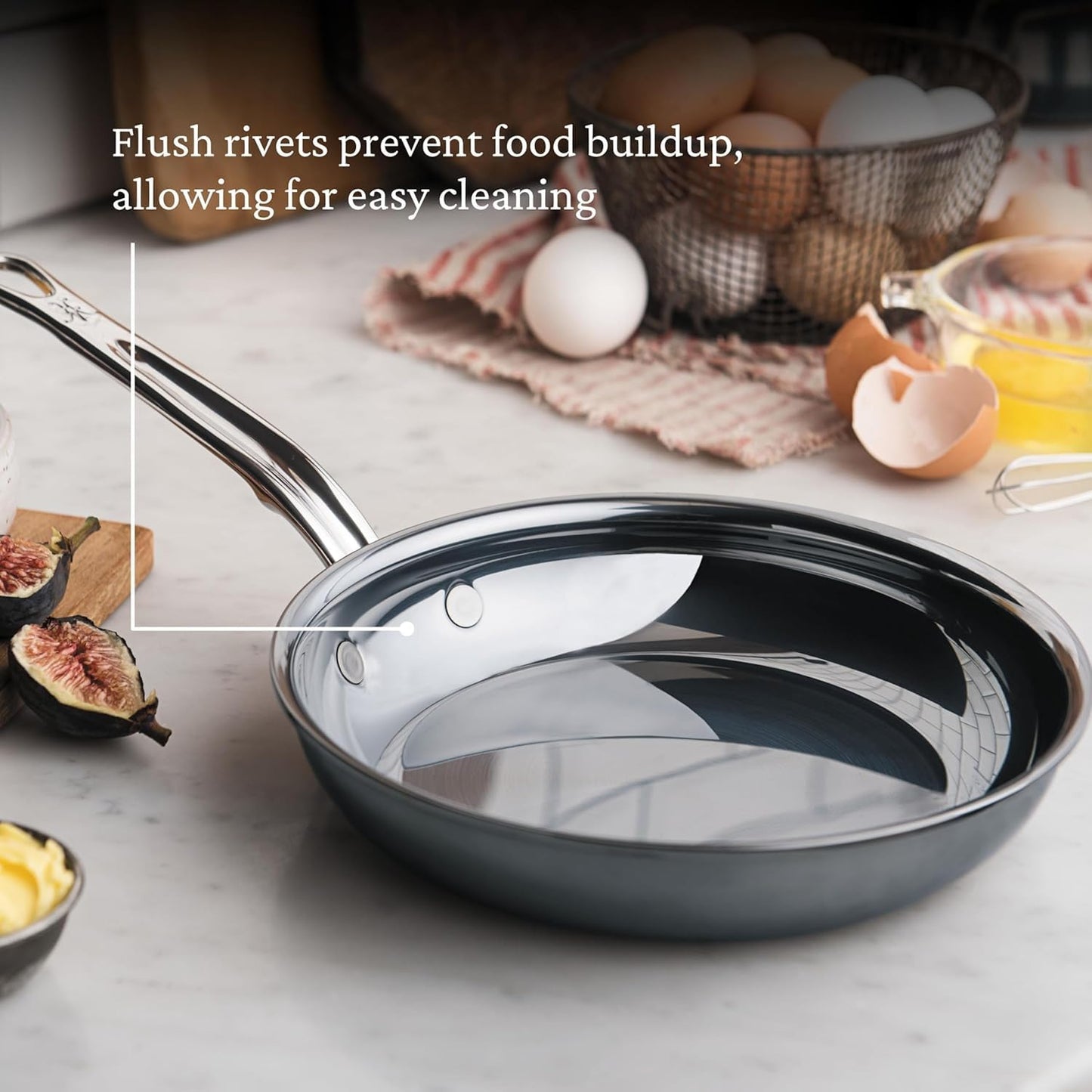 Hestan NanoBond Molecular Titanium Frying Pan, 8.5-Inch - PFAS-Free Stainless Steel Skillet, 4x Stronger, 1050°F Safe, Induction Compatible, Handcrafted Italy