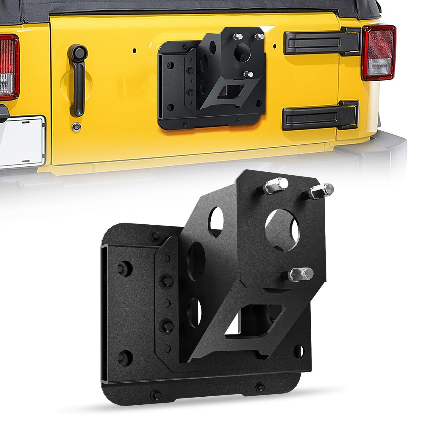 XOOKUN Adjustable jk Spare Tire Carrier Composition Jeep Wrangler JK JKU Unlimited 2007-2018 (2/4 Doors) Heavy Duty Installation Bracket Up to 37 inch