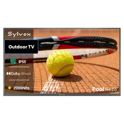 SYLVOX Outdoor TV, 43-Inch Waterproof Smart TV, 2000 nits Full Sun TV, 4K, Dolby Atmos, HDR10, Weatherproof Television with Voice Assistant Remote (Pool Pro 3.0, Latest Model)