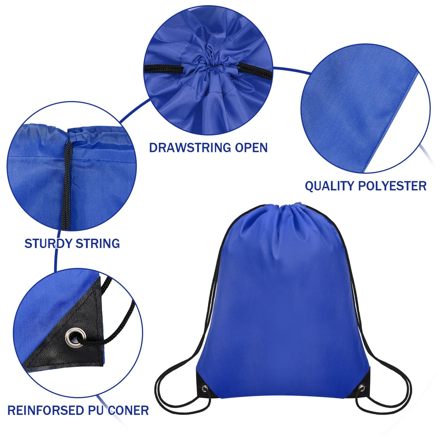 Grneric 200Pcs Drawstring Backpack Bulk Cinch Sackpack Drawstring Bags Nylon for Gym Party Trip(10 Colors)